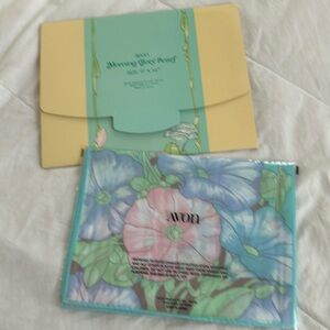 Vintage Avon neck Scarf morning glory rectangular floral 9” x 54” new in pkg!